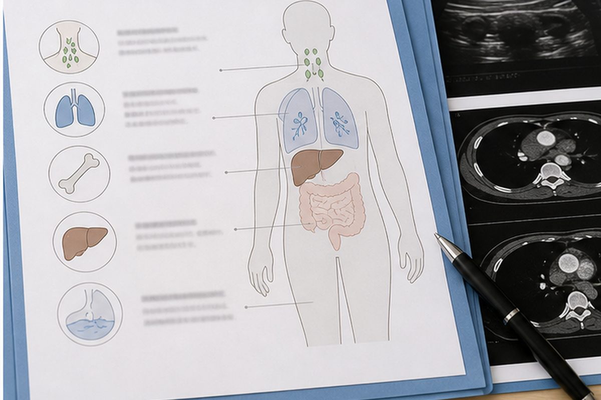 甲状腺がんの転移しやすい部位を整理する医療資料