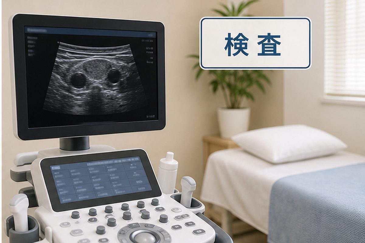 甲状腺がんステージ1の超音波検査と診察室の様子