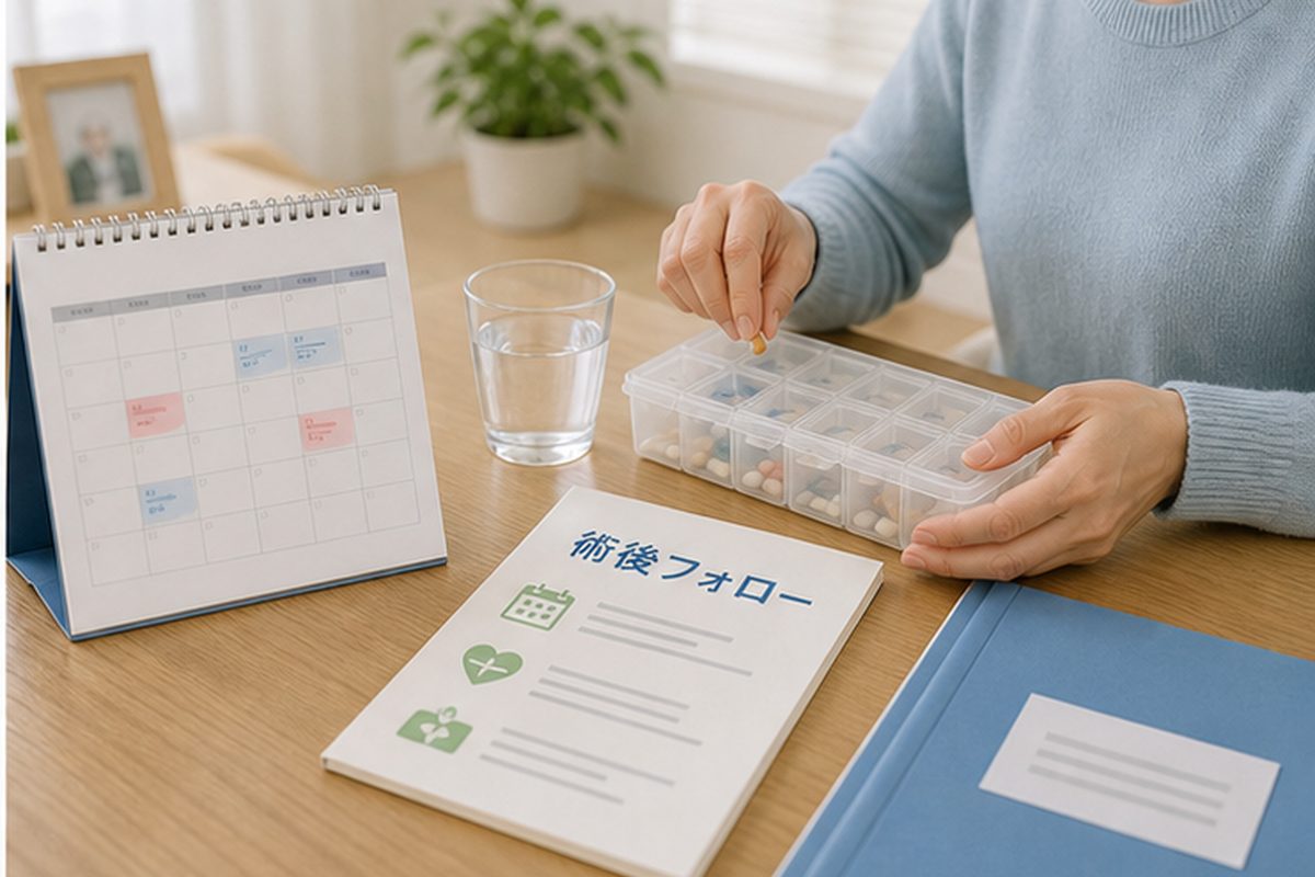 甲状腺がんステージ1の相談準備をする家族と医療資料