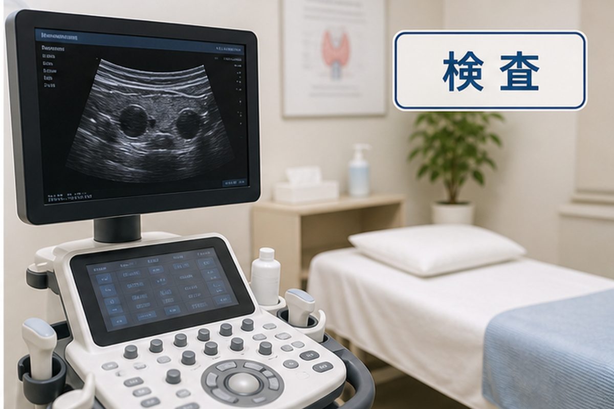 甲状腺がんステージ2の検査を示す超音波検査室