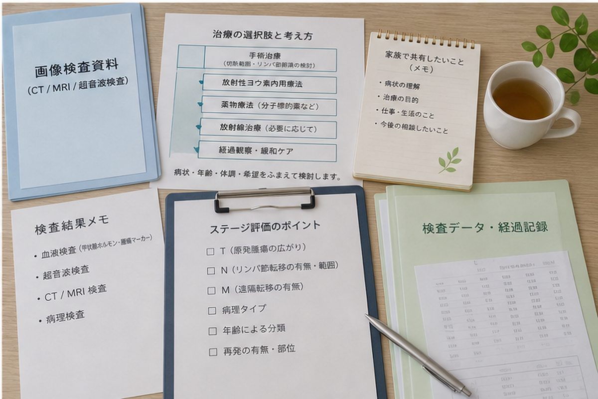 甲状腺がんのステージと治療方針を相談するための資料