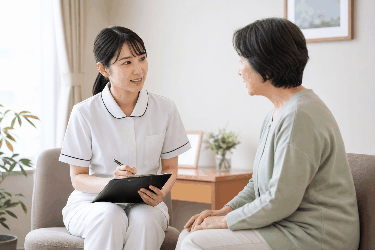 子宮頸がんの出血や排尿症状を看護師へ相談する患者