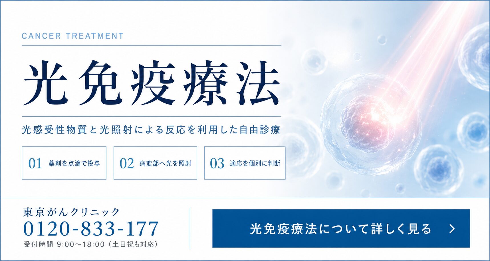 東京がんクリニックの光免疫療法について詳しく見る