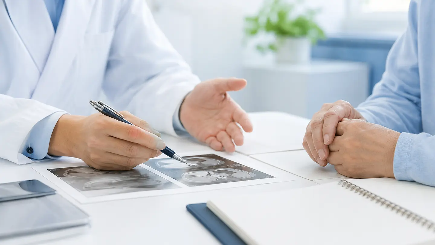 医師と患者様が検査画像を確認しながら相談しているイメージ